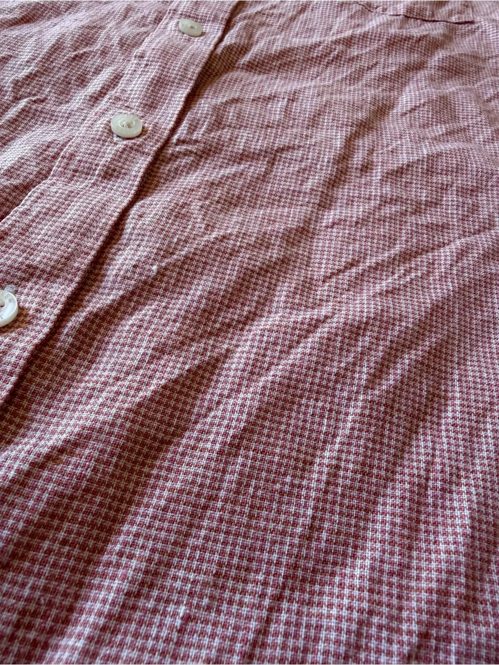 J. Crew linen / cotton blend men’s short sleeve button down shirt large
